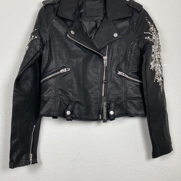 BLANK NYC WOMENS BLACK LONG SLEEVES EMBELLISHED BIKER SIZE XS - Picture 7 of 12
